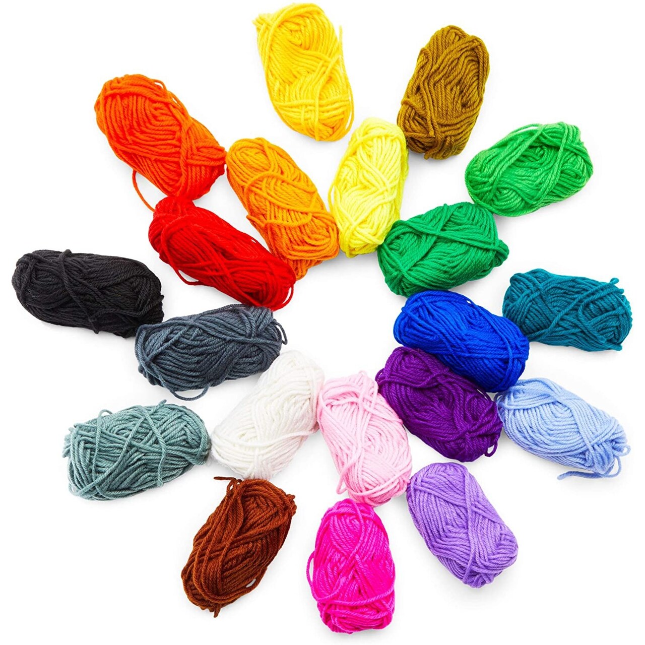 Bright Creations Medium #4 Acrylic Yarn Pack - Crochet Kit & Knitting Skein Bundle - Soft Worsted Weight Yarn for Crochet & Knitting - 20 Skeins, 420 Yds